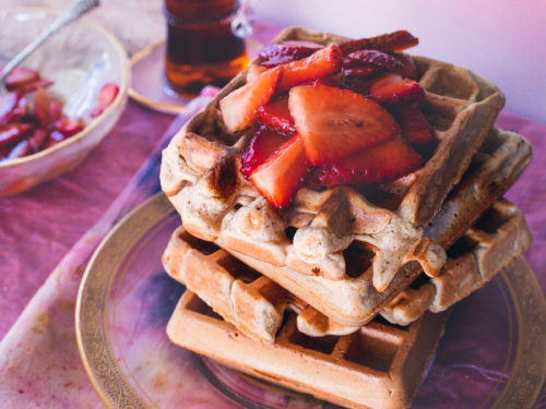 Vegan Protein Waffles- Delicious and Fluffy with Maple Syrup