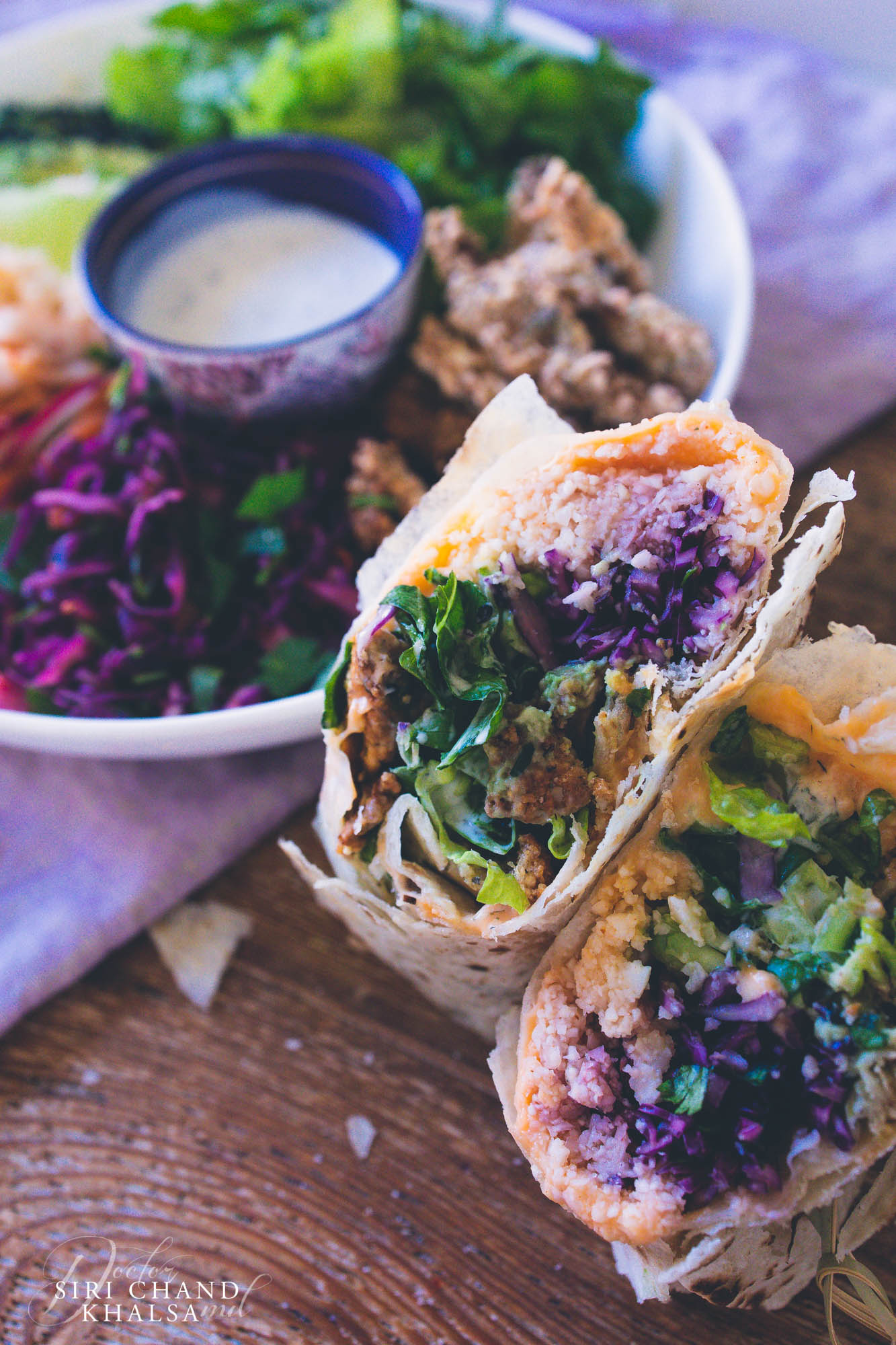 Vegan Buffalo Ranch "Chicken" Wrap | with Dr. Siri Chand