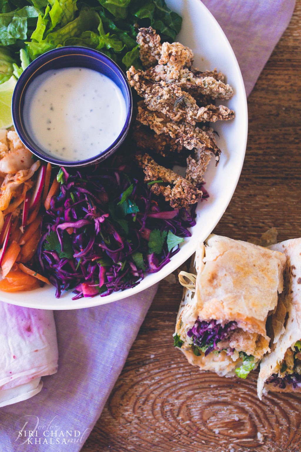 Vegan Buffalo Ranch "Chicken" Wrap | with Dr. Siri Chand