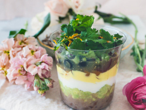 Vegan Queso and 7 layer dip