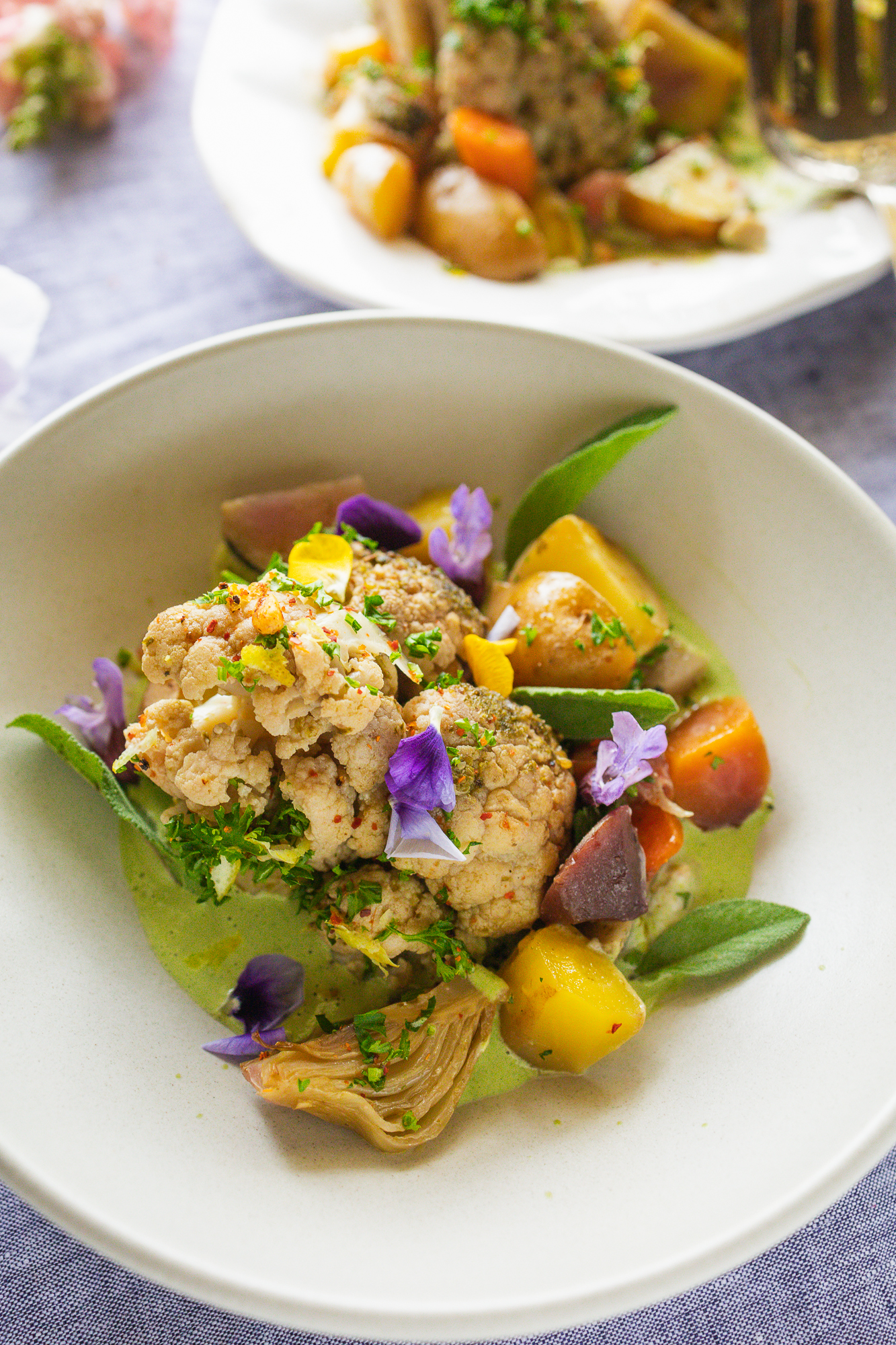 Roasted Cauliflower with Cilantro-Tahini