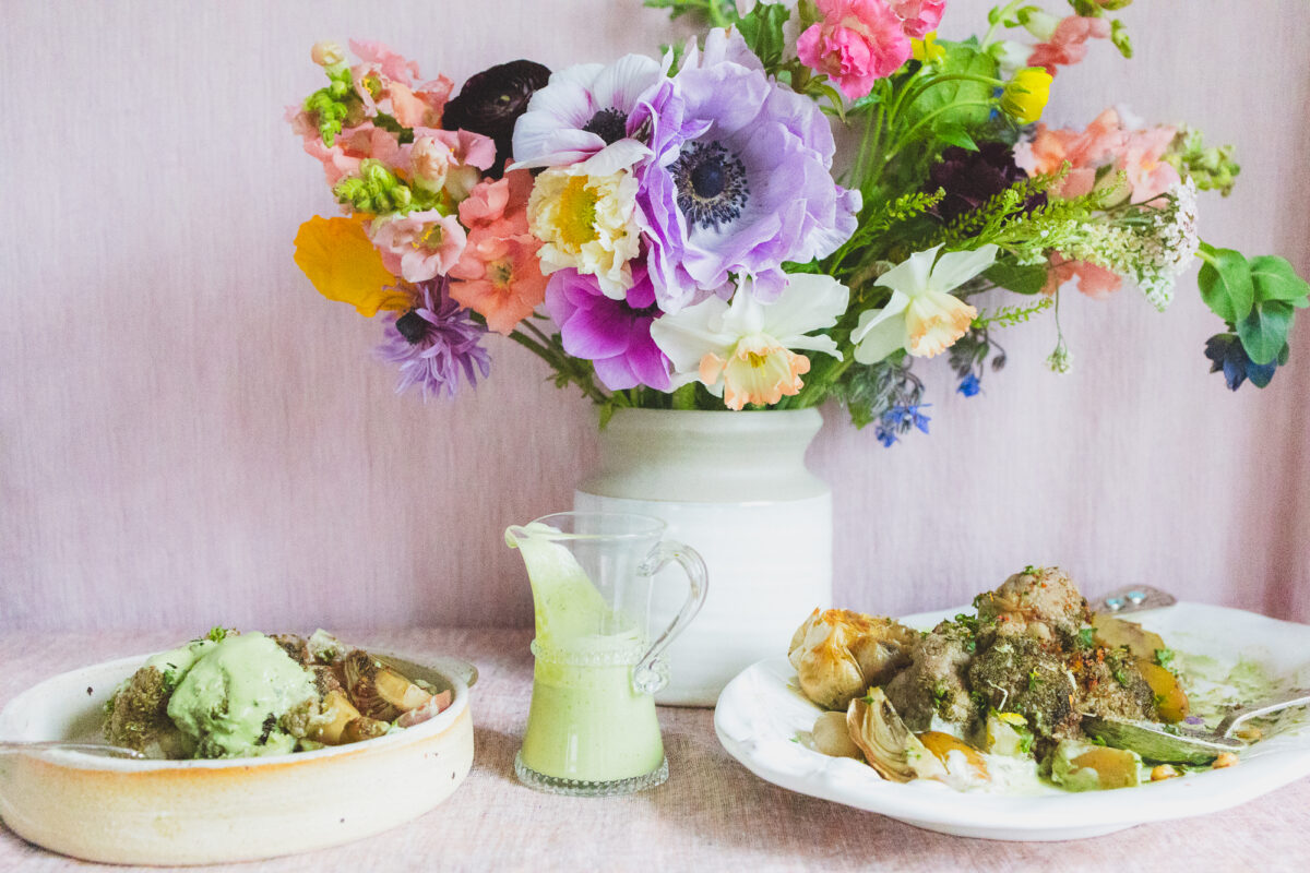 Roasted Cauliflower with Cilantro-Tahini