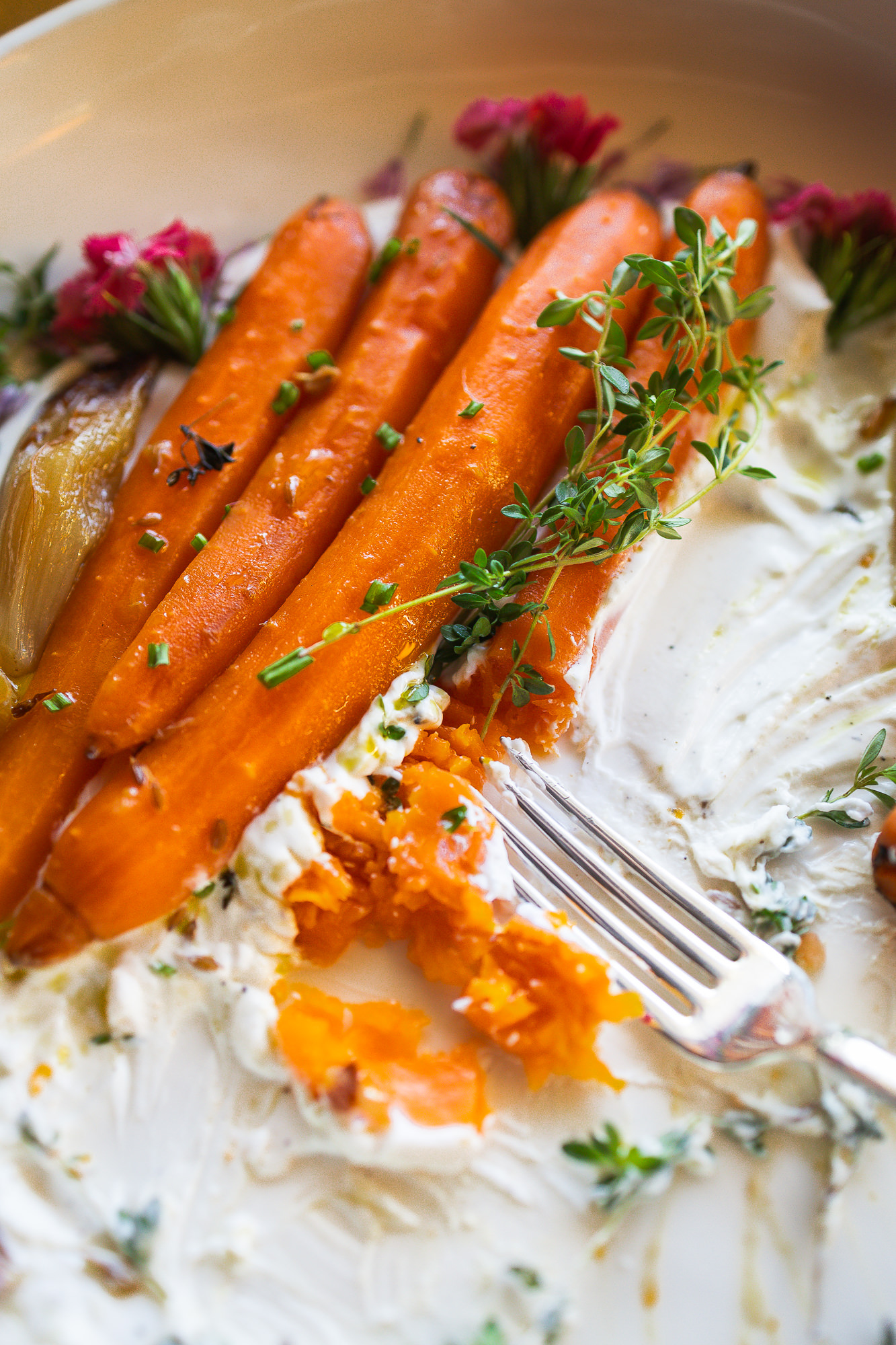 Slow Roasted Carrots Glazed with Lemon & Thyme