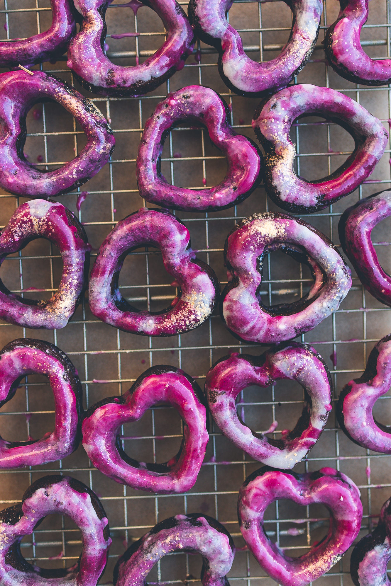 Vegan German Chocolate Donuts with Galaxy Glaze