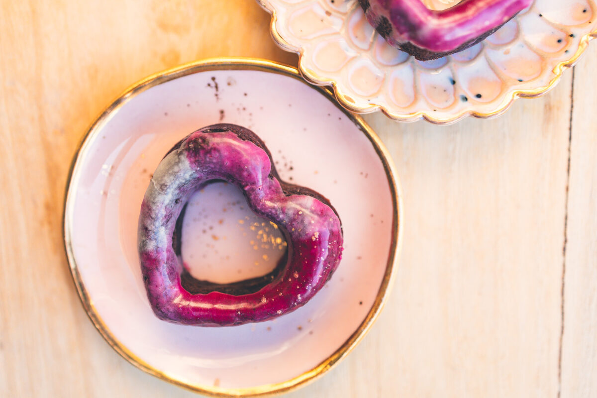 Vegan German Chocolate Donuts with Galaxy Glaze