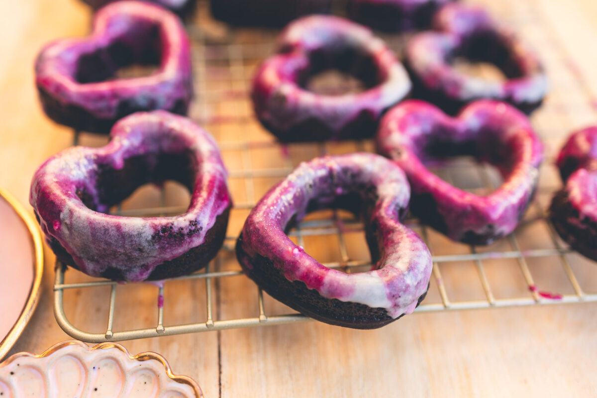 Vegan German Chocolate Donuts with Galaxy Glaze