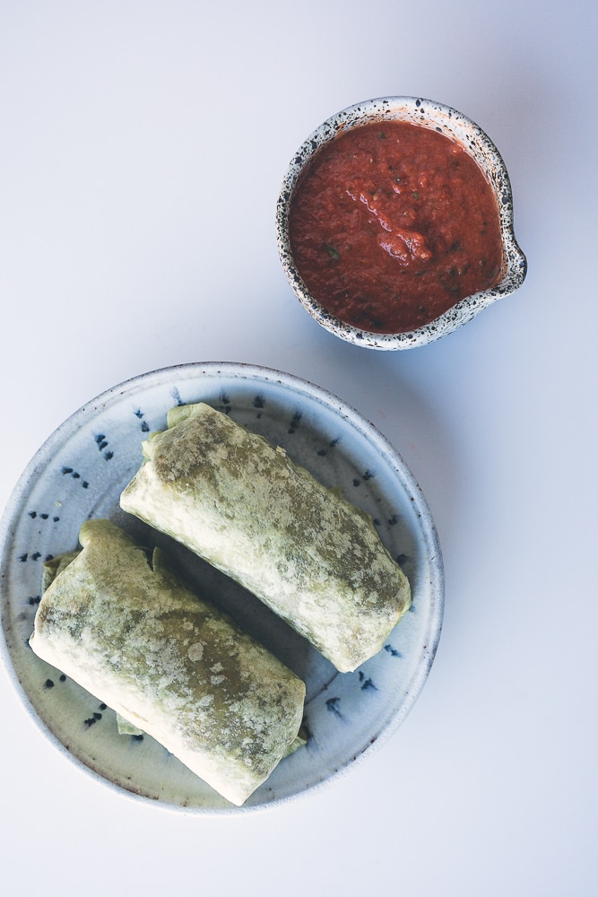 Sweet potato and black bean burritos with roasted tomato salsa